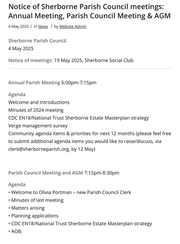 Sherborne's Annual Parish Meeting