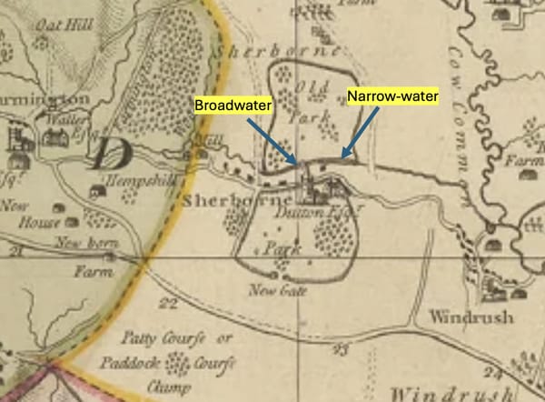 A 1777 image of the two Sherborne Lakes